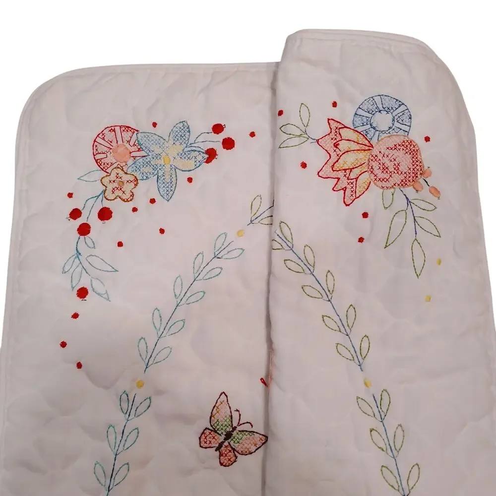 SWEET BABY CRIB BLANKET QUILT COVER EMBROIDERY TEDDYBEAR DUCK CARRIAGE 42.5